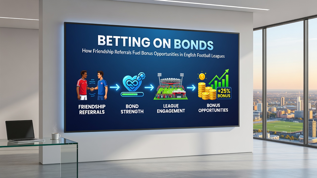 Group of football fans using referral codes on mobile devices for betting bonuses