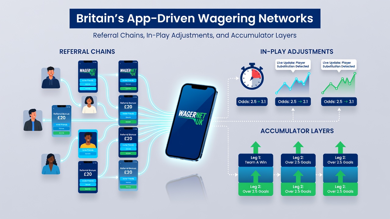 In-play betting dashboard with live odds adjustments and layered accumulator options for UK domestic leagues