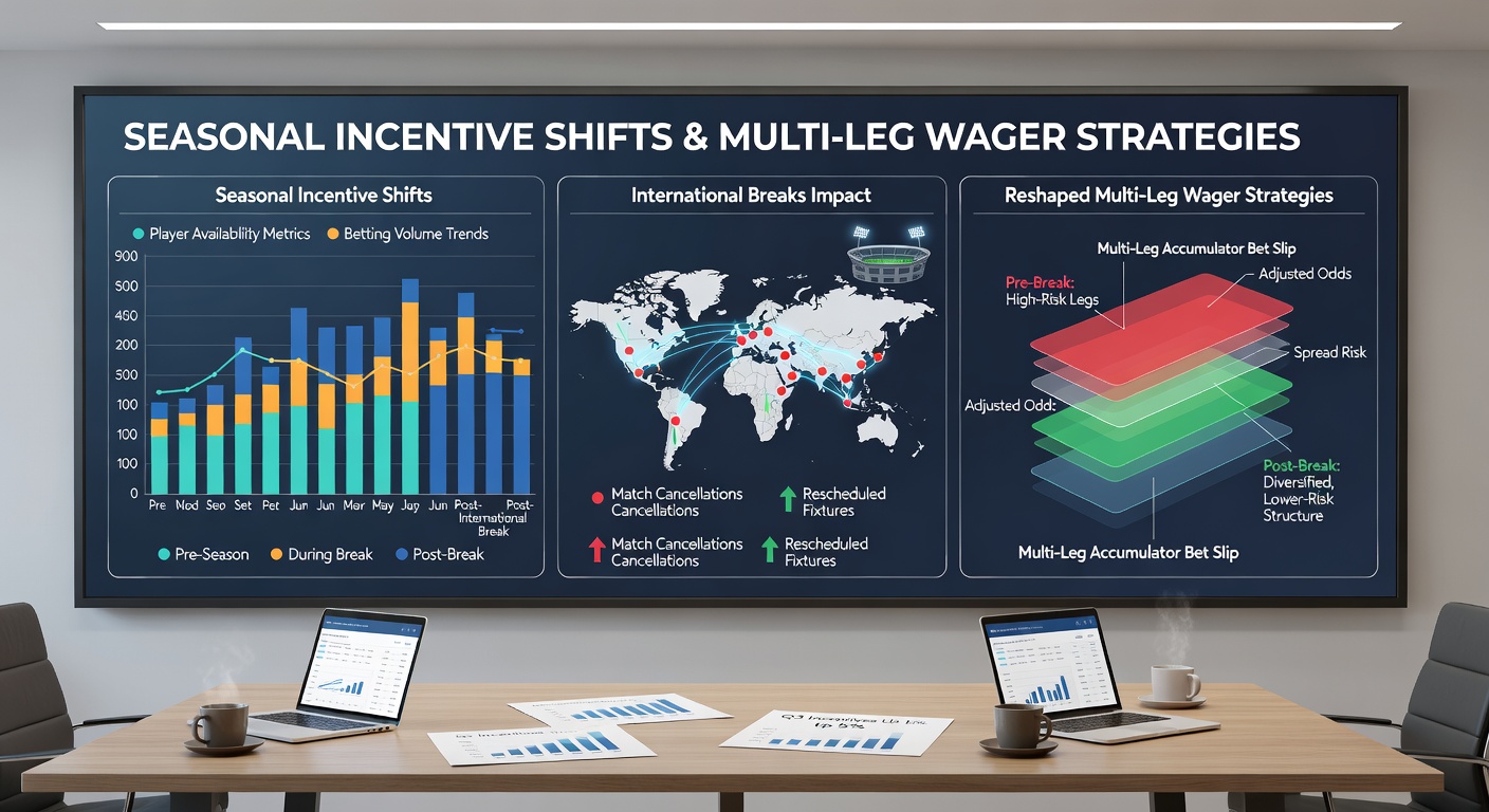 Bettors reviewing accumulator options and seasonal incentive changes during international football breaks on mobile devices