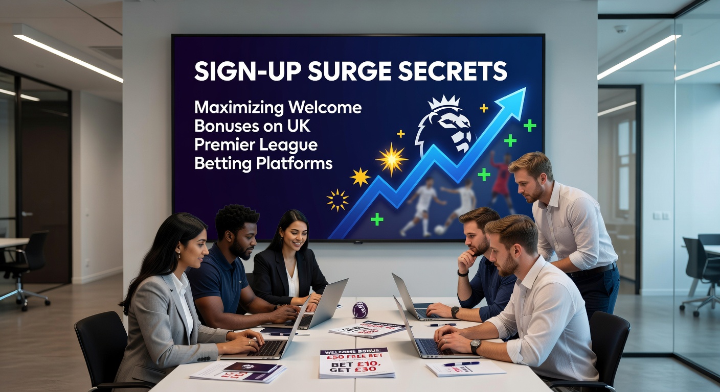 Close-up of a smartphone screen displaying a UK betting app's welcome bonus offer during a live Premier League game