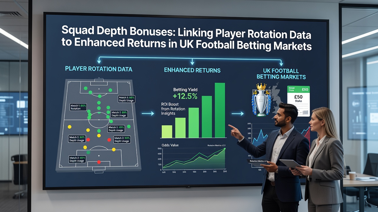 Table displaying player rotation statistics and corresponding betting market adjustments for selected Premier League clubs