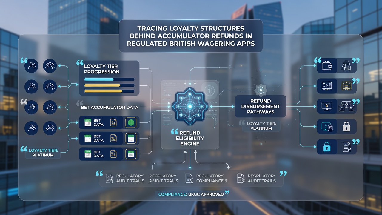Flowchart showing data integration between user tiers, accumulator tracking, and refund processing in British betting apps